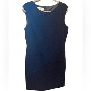 Evan Picone Very Black Beaded & Embroidered Sleeveless Sheath Dress Size 12